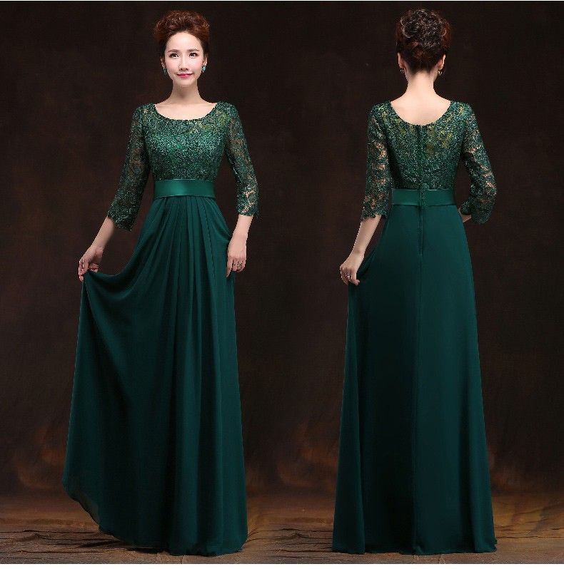 dark green full length dress