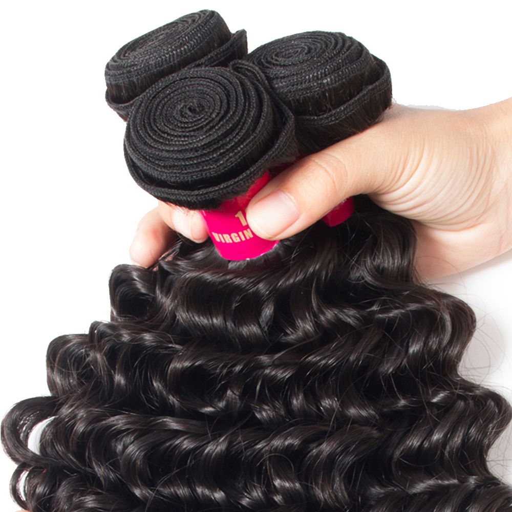 Peruvian Deep Wave Hair Care 2020 Peruvian Deep Wave Hair 3Bundles With 13x4 Lace Frontal Closure