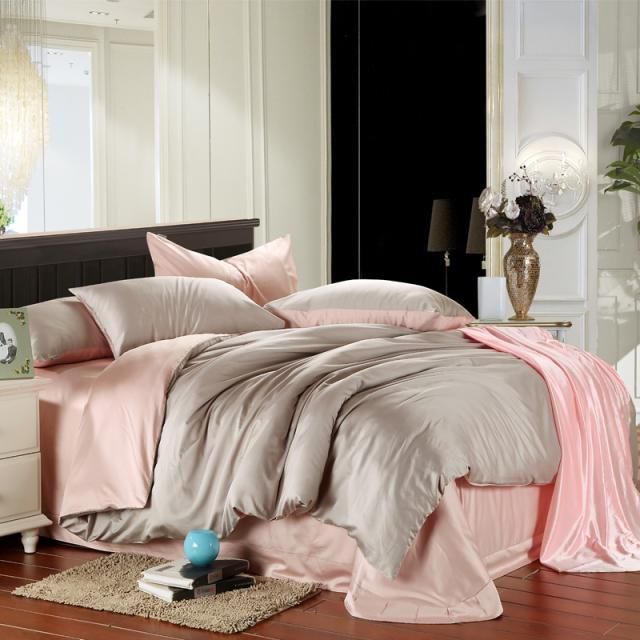 Pink And Grey Duvet Cover Bedding Set King Size Queen Luxury Double Pink And Grey Duvet Cover Bedding Set King Size Queen Luxury Double Bed In A Bag Sheet Linen Quilt Doona Bedsheet Bedroom Tencel Bedlinens Extra Long Twin