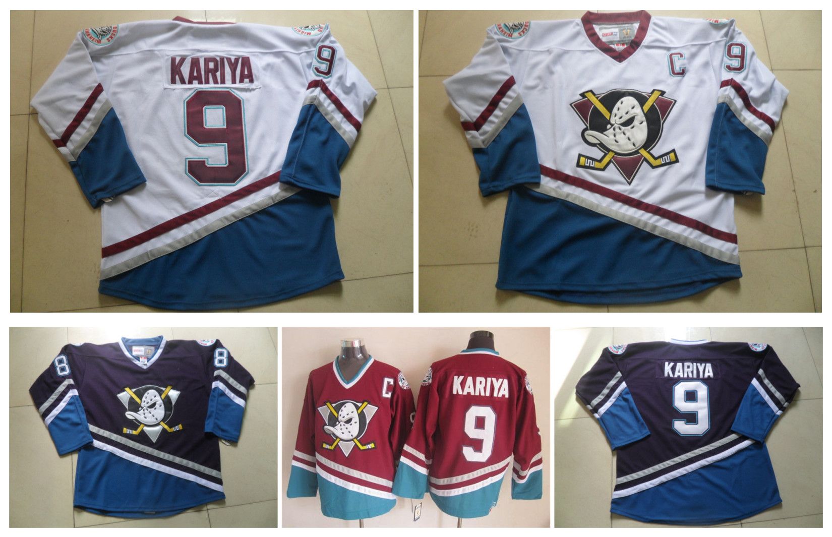 2019 Men'S CCM Ice Hockey Jersey Cheap Mighty Ducks 9 Paul Kariya Jersey Vintage Retro Stitched