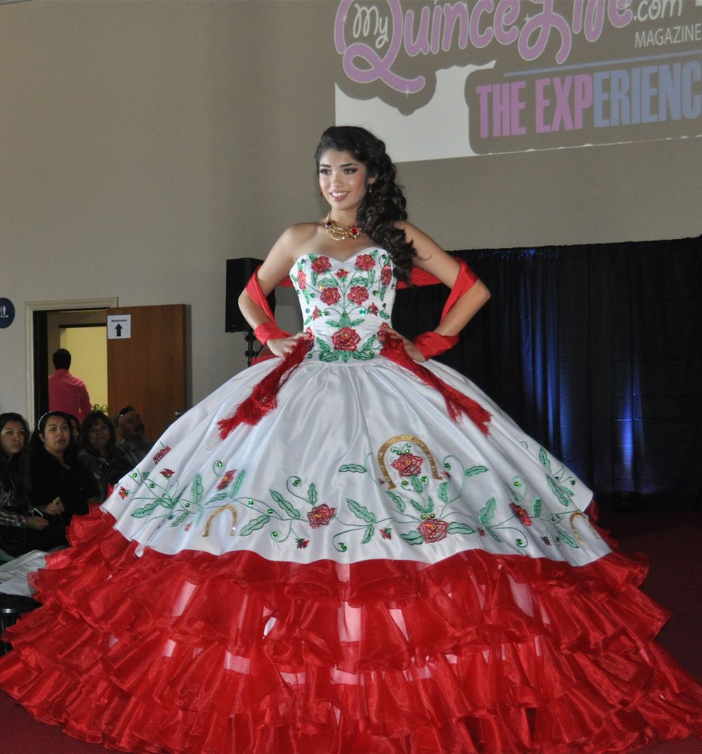 2019 Quinceanera  Dresses  White And Red Tiered Draped 