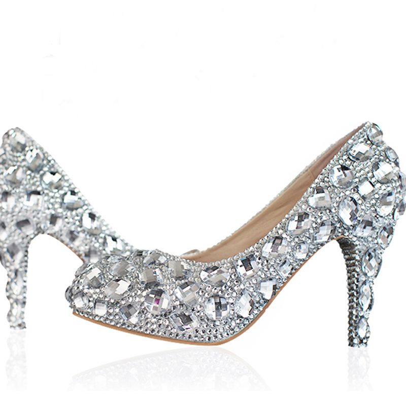 silver rhinestone wedding shoes
