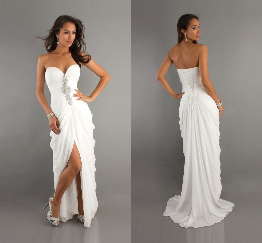 Sexy White Long Cheap  Prom Dresses  Uk  2019 Under  100  