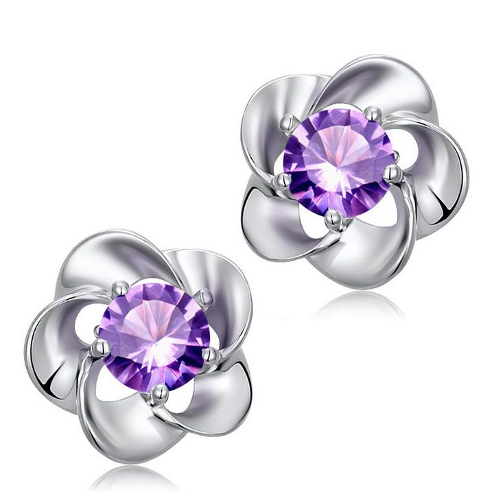 Whole Jewelry 925 Sterling Silver Amethyst Crystal Flower Shape Whole Jewelry 925 Sterling Silver Amethyst Crystal Flower Shape Ear Stud Earrings Ring Pendant Ed05 Whol