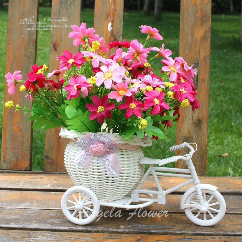 Wholesale Artificial Flowers Basket Container Wedding Decor Dining
