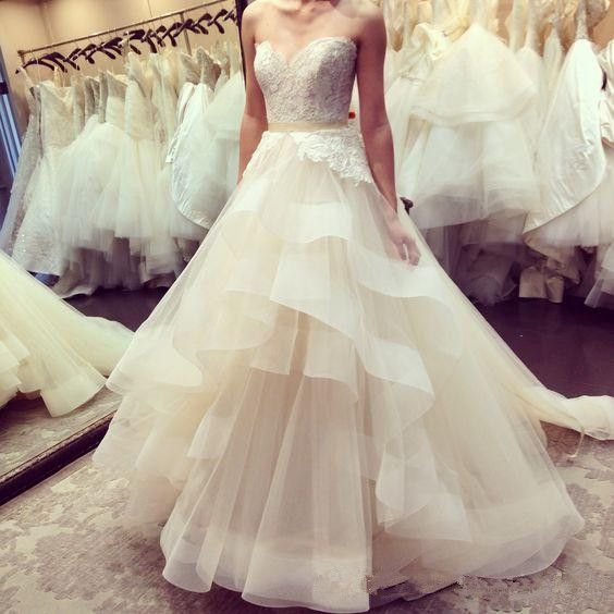 ruffled tulle wedding dress