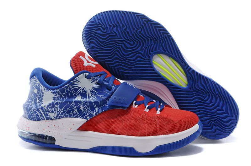 blue and red basketball shoes