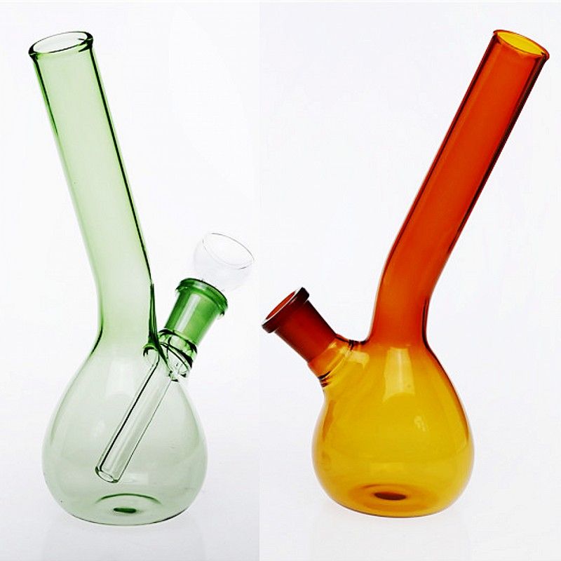 2020 Mini Curved Glass Bongs With Downstem 17cm Tall Amber Blue Green