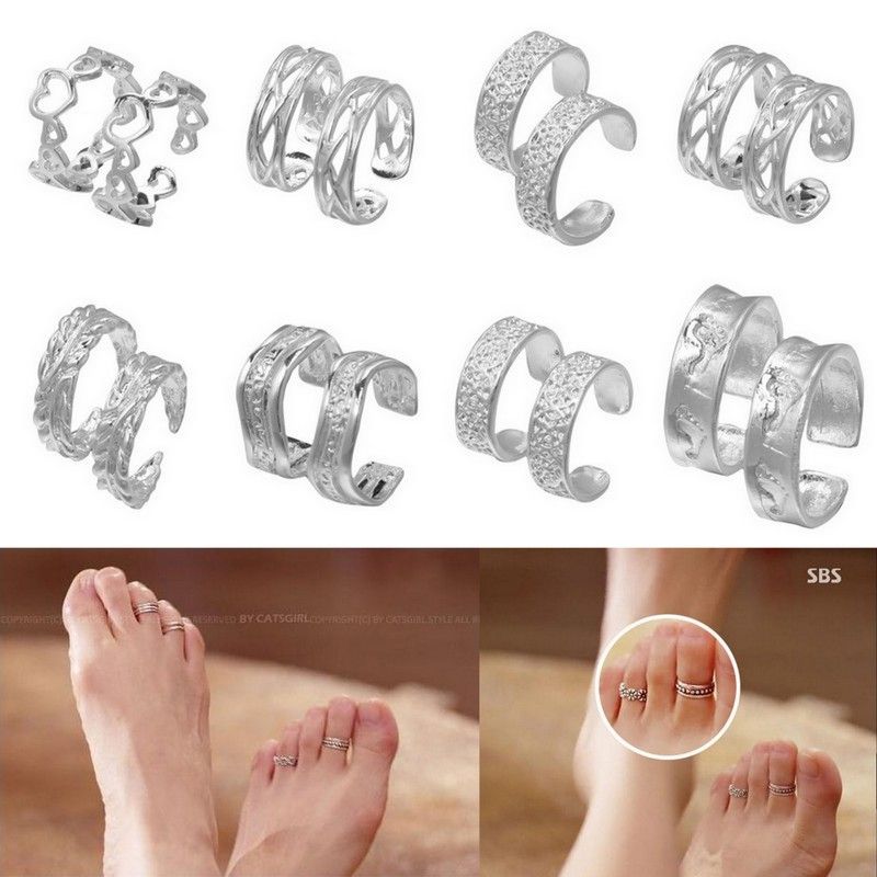 2021 Women Lady Unique Adjustable Opening Foot Rings Fashion Sliver