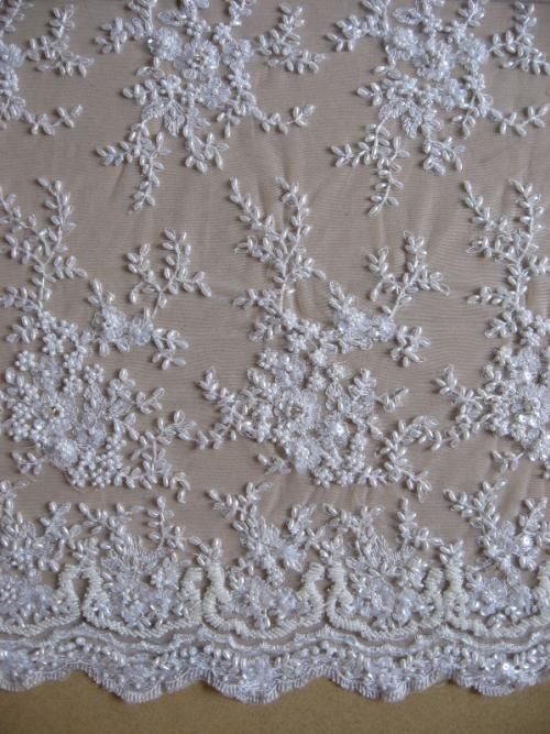 1 Meter Luxury French Lace Fabric 3D Wedding Beaded 