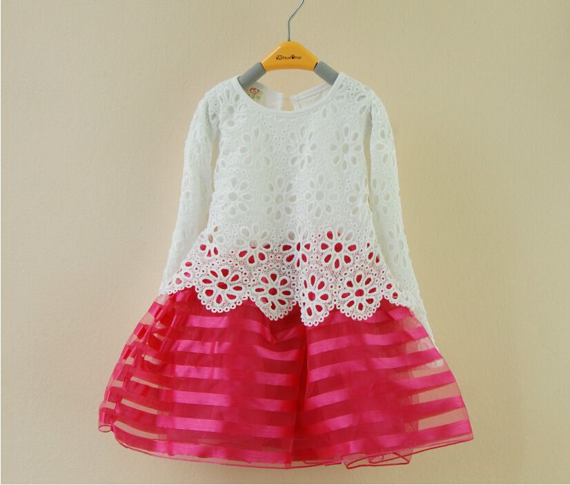 2020 Wholesale Summer Children Dress Korean Hollow Flower Net Yarn