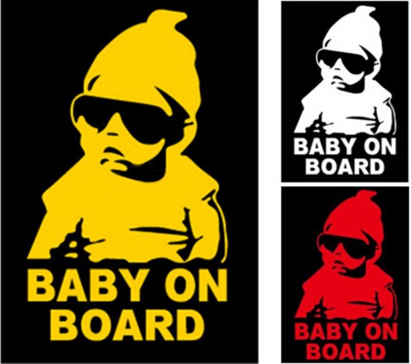 Reflective Funny Baby On Board Warning Decal Car Vinyl Sticker Black