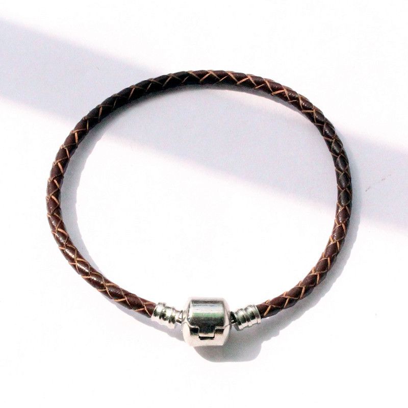 DIY Braided Leather Buckle Chain Handmade Silver Plated Box Chain Bare Chain for DIY Bracelet Jewelry Accessories