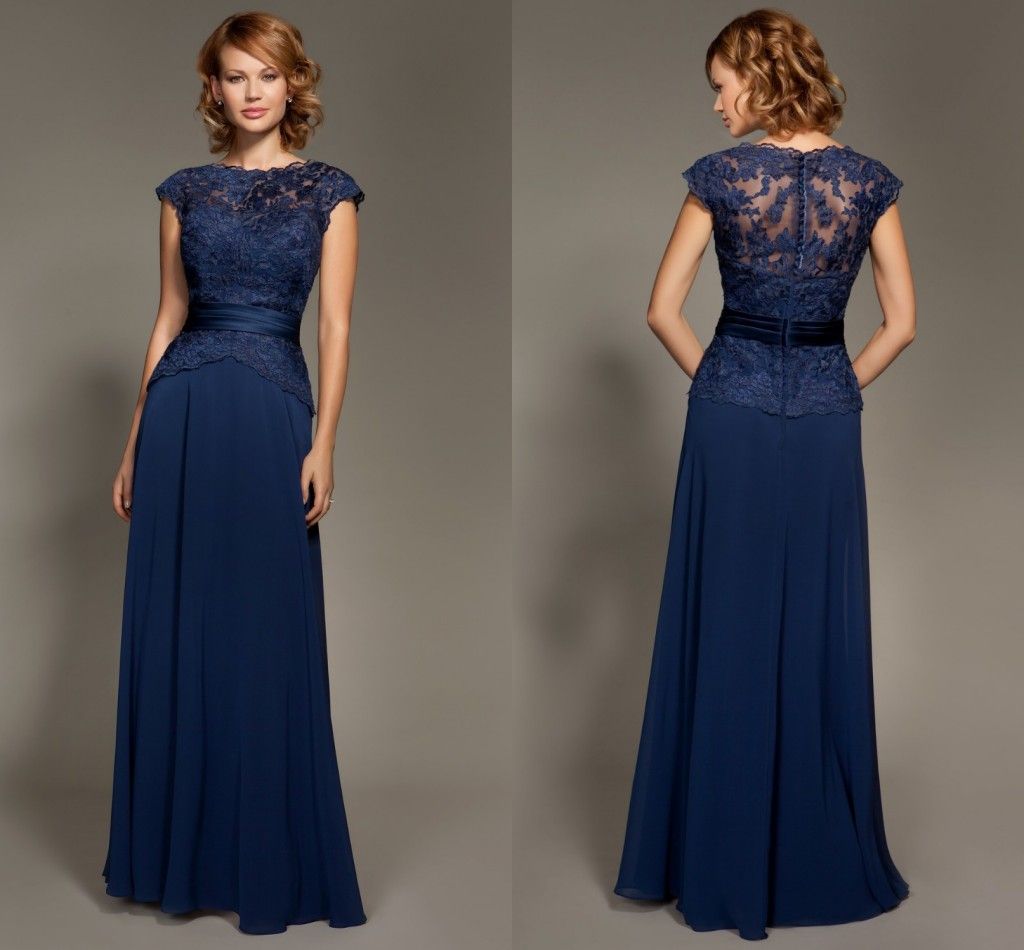 Dark Blue Lace Wedding Dress 1