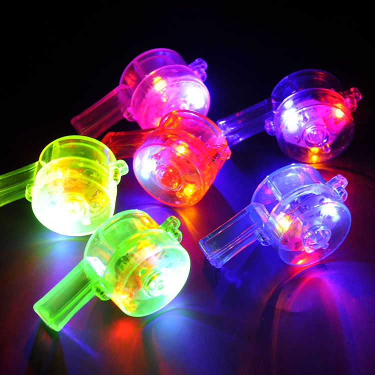 2021 Mixed LED Light Up Bottle Whistle Flashing Glow Sport Whistle With Strap For Party Concert
