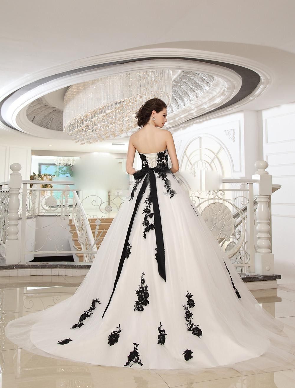black and white wedding gown