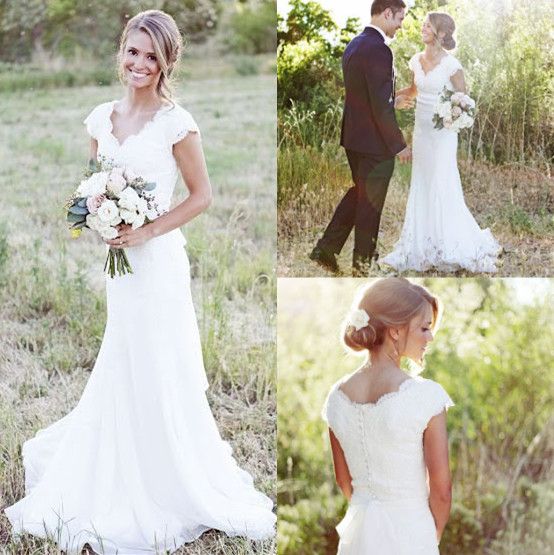 Image for simple wedding dress with a train
