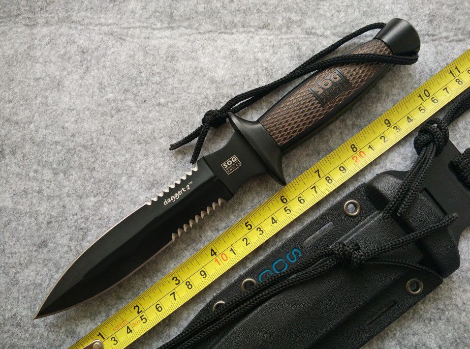 Sog D25 Daggert 2 Fixed Blade Knife Aus 8 Steel Double Edge Serrated