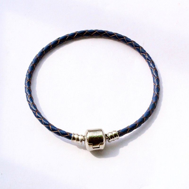 DIY Braided Leather Buckle Chain Handmade Silver Plated Box Chain Bare Chain for DIY Bracelet Jewelry Accessories