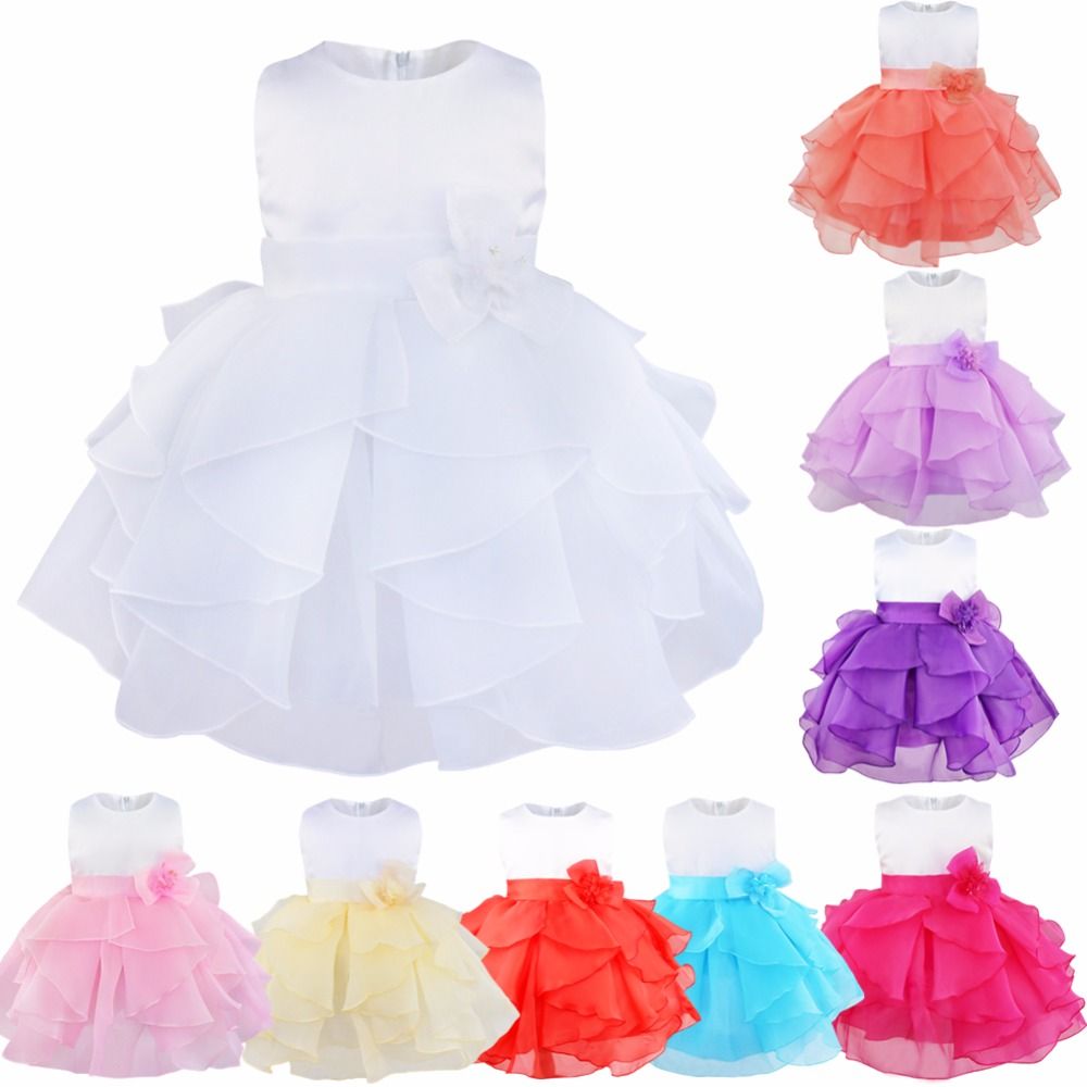 Wholesale Infant Baby Flower Girls Dress Ruffle Layered Wedding Bridesmaid Formal Pageant