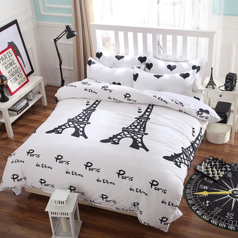 New Bedding Set I Love Paris Style Comforter Cover Quilt New Bedding Set I Love Paris Style Comforter Cover Quilt Bed Sheet Pillowcase Duvet No Boys From