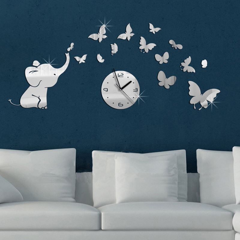 Mirror Wall Clock diy butterfly 3d mirror wall clock children decorative mirrors Mirror Wall Clock diy butterfly 3d mirror wall clock children decorative mirrors