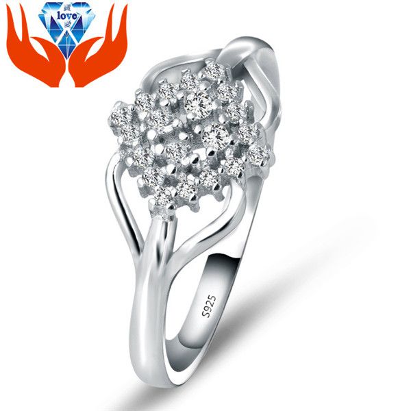 Micro-inlay Cubic Zirconia 925 Sterling Silver Adjustable Solitaire Crown Ring