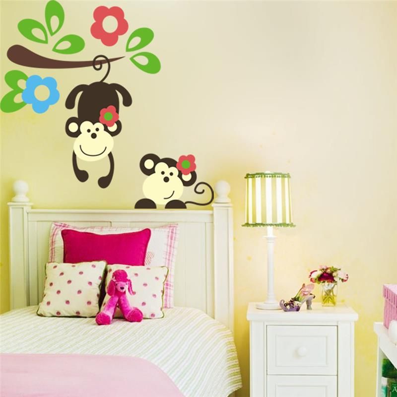 Kids Bedroom Tree kawaii monkey hang tree wall stickers kids bedroom decoration 1202 Kids Bedroom Tree kawaii monkey hang tree wall stickers kids bedroom decoration 1202