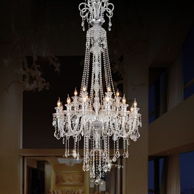 205cm Long Big Chandelier E14 Led Lamps Modern Large Luxury Crystal 205cm Long Big Chandelier E14 Led Lamps Modern Large Luxury Crystal Chandeliers Villa Hotel Dining Room Foyer Light Double Layer 12 Bulbs