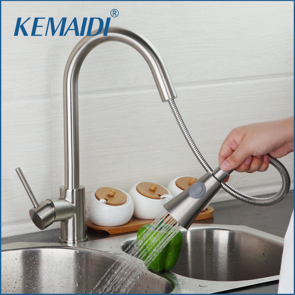 Best Kemaidi Perfect Brushed Nickel Solid Brass Kitchen Faucet Pull Best Kemaidi Perfect Brushed Nickel Solid Brass Kitchen Faucet Pull Out Spray Deck Mounted Sink Mixer Taps Single Handle Under 172 87 Dhgate Com