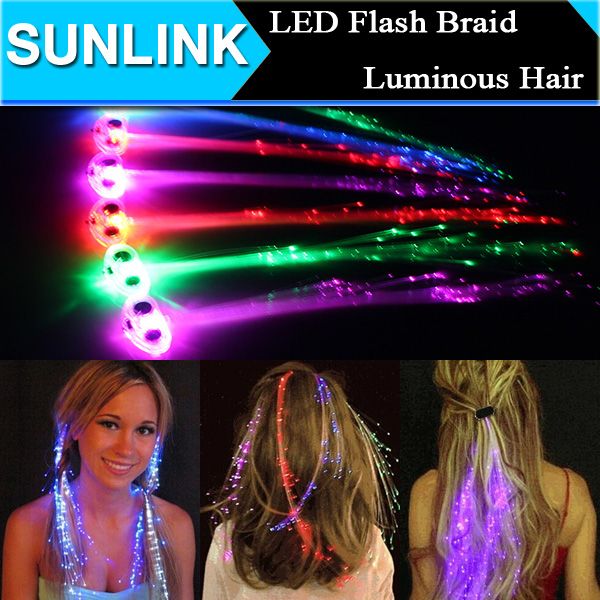 Colorful Flash Braid Hair Luminous LED Hairwear Headdress Masquerade