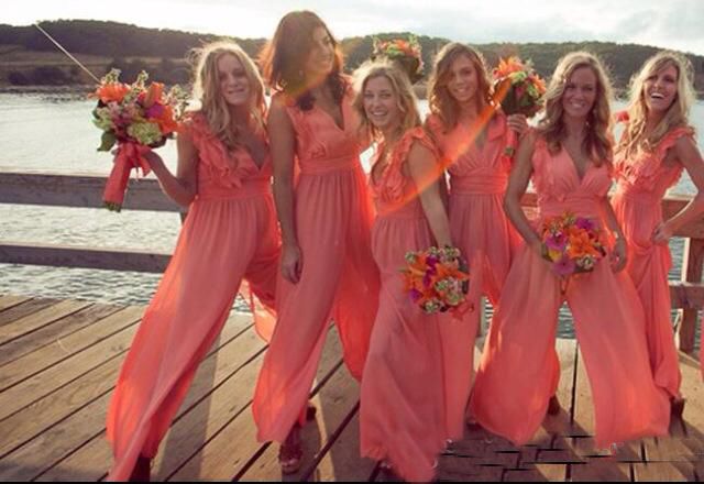 melon bridesmaid dresses