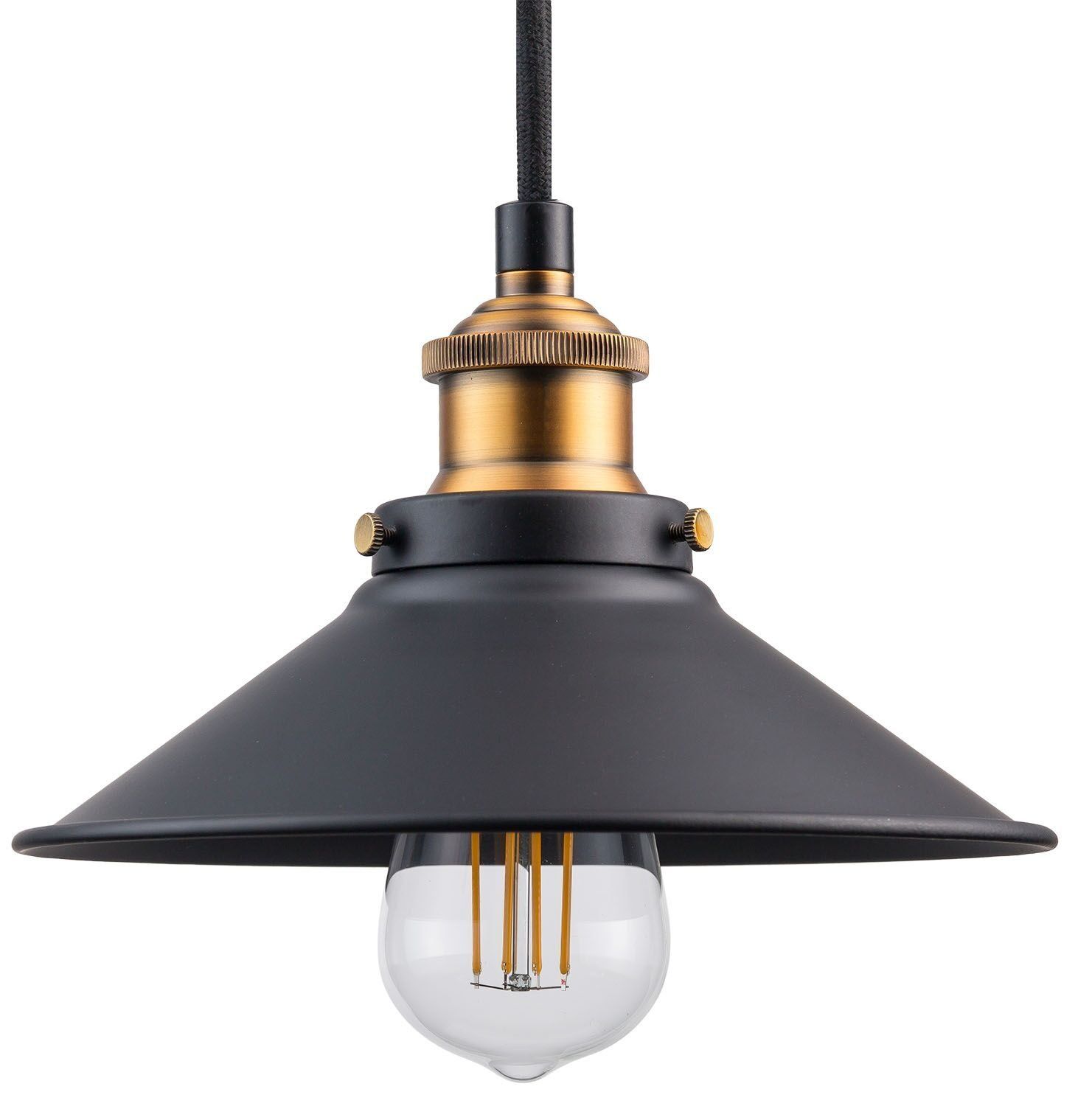 Industrial Pendant Lamp With Led Bulb Included Antique Brass One Industrial Pendant Lamp With Led Bulb Included Antique Brass One Light Fixture Fabric Wrapped Cord Exposed Hardware Canopy Modern Vintage
