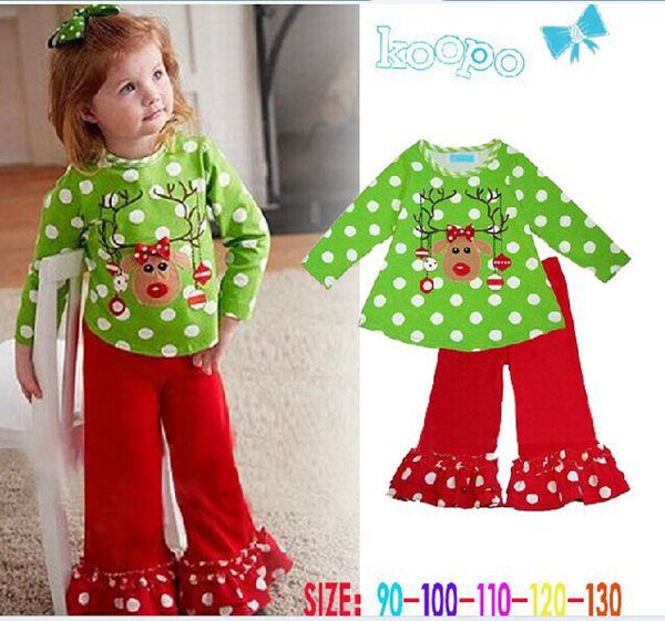Toddler Baby Christmas Outfit Girls Deer Style T-shirt + Ruffle See larger image - Toddler Baby Christmas Outfit Girls Deer Style T-shirt + Ruffle