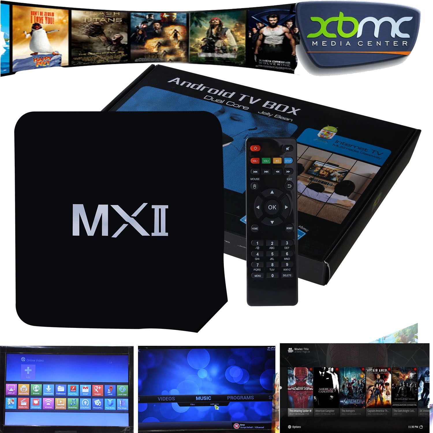 XBMC Fully Loaded MX TV Box Android 4.2 Dual Core 1G RAM 8G Amlogic 8726 A9 HDMI WiFi DLNA ...