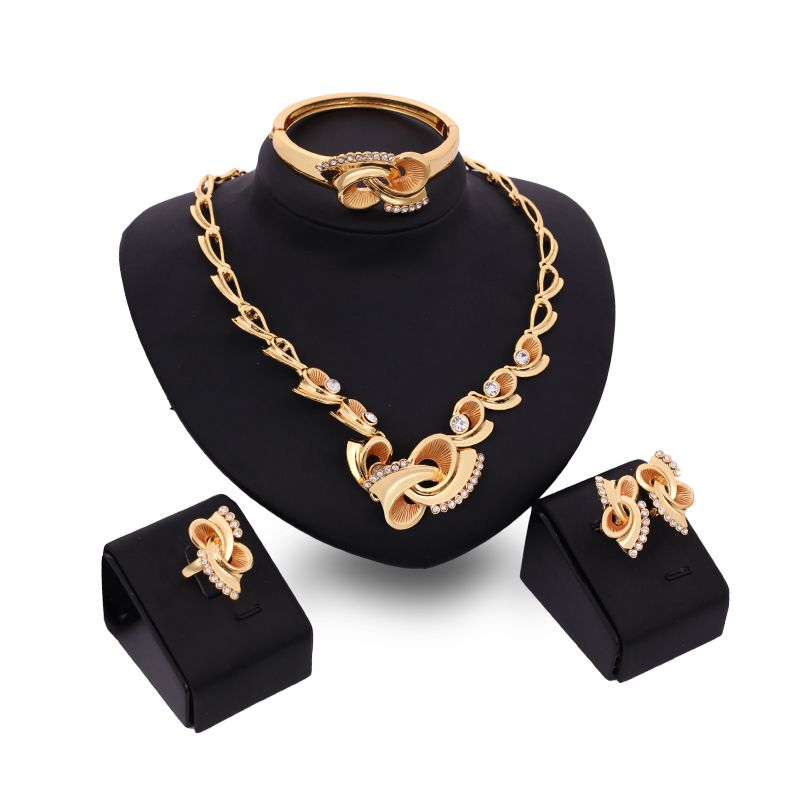 2019 fashion alloy four piece new bride jewelry set