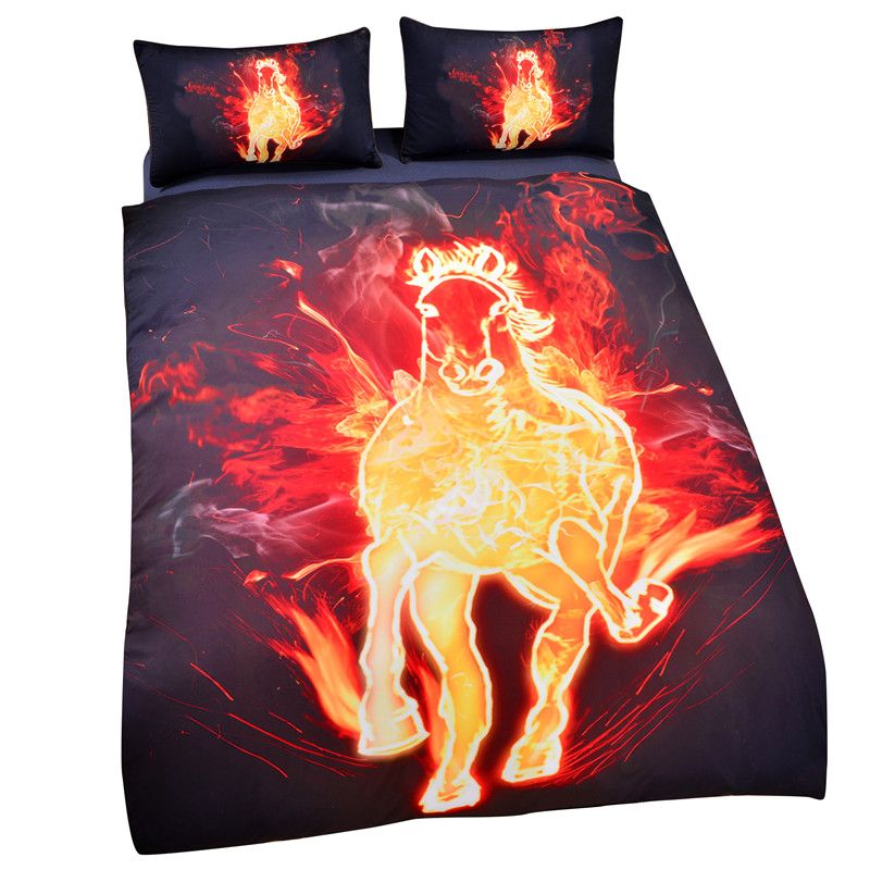 Whole Hot Er Fire Horse 3d Bedding Set Printed Quilt Whole Hot Er Fire Horse 3d Bedding Set Printed Quilt Cover Cool Gift Home Textiles Twin Single Full Train Striped Duvet Covers From