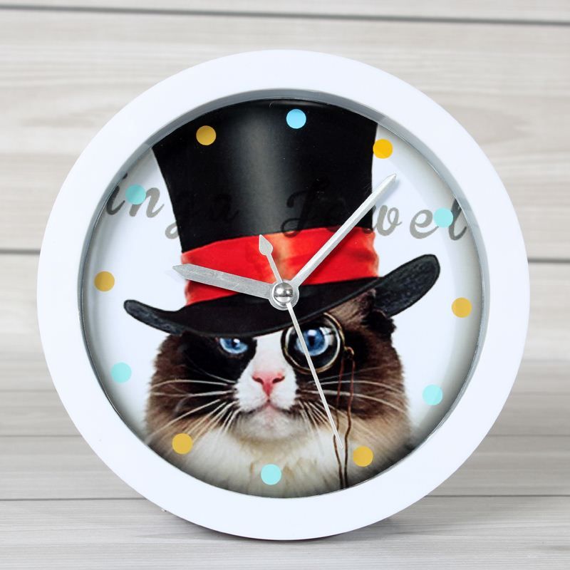 2019 Cartoon Animal Cat Lounged Small Alarm Clock Cat Clock Home