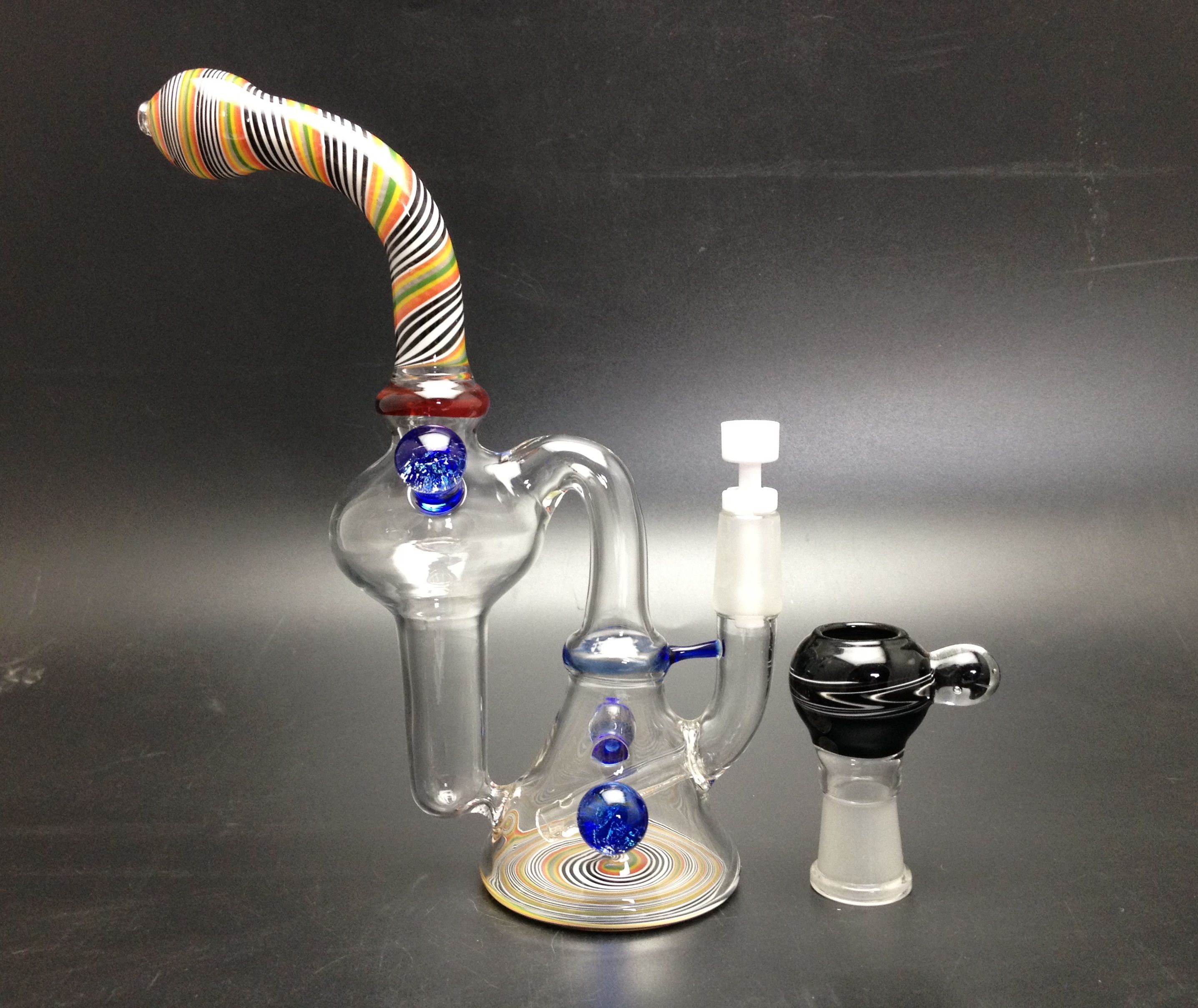 2020 Heady Glass Recycler Oil Rig Water Pipes Bong With Decrative Balls