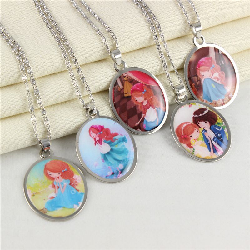 New Cinderella Princess Pendants Necklace Cute Cartoon Pendants