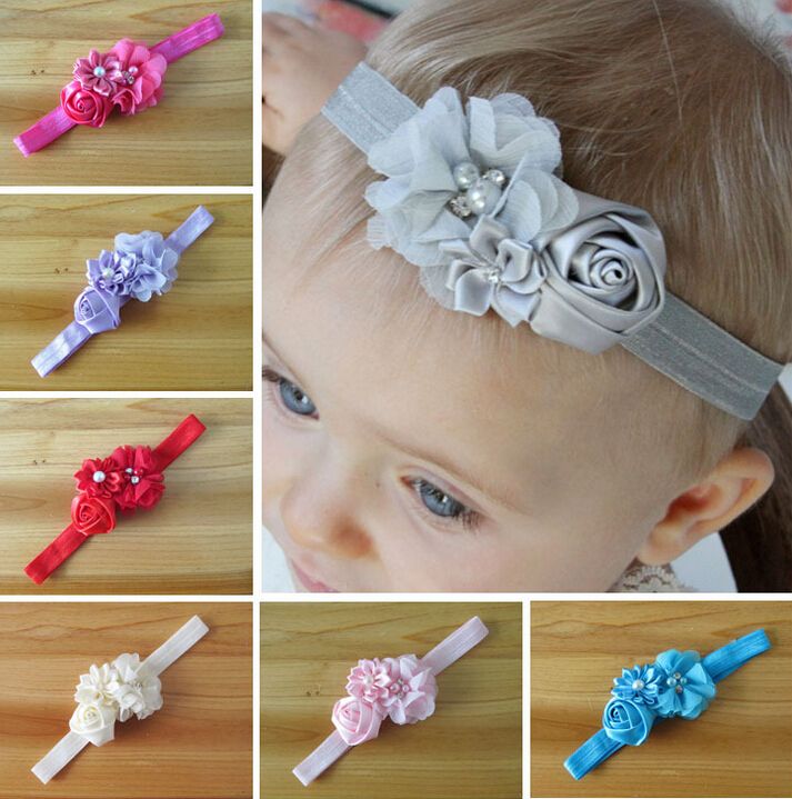 Infant Baby Hair Accessories Rose Flower Pearl Combination Girls Hair