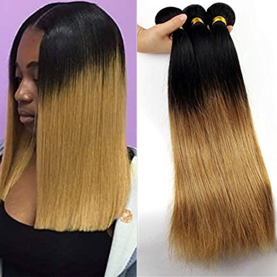 Ed Peruvian Hair 3 Bundles Straight T 1b 27 Blonde Ombre Hair