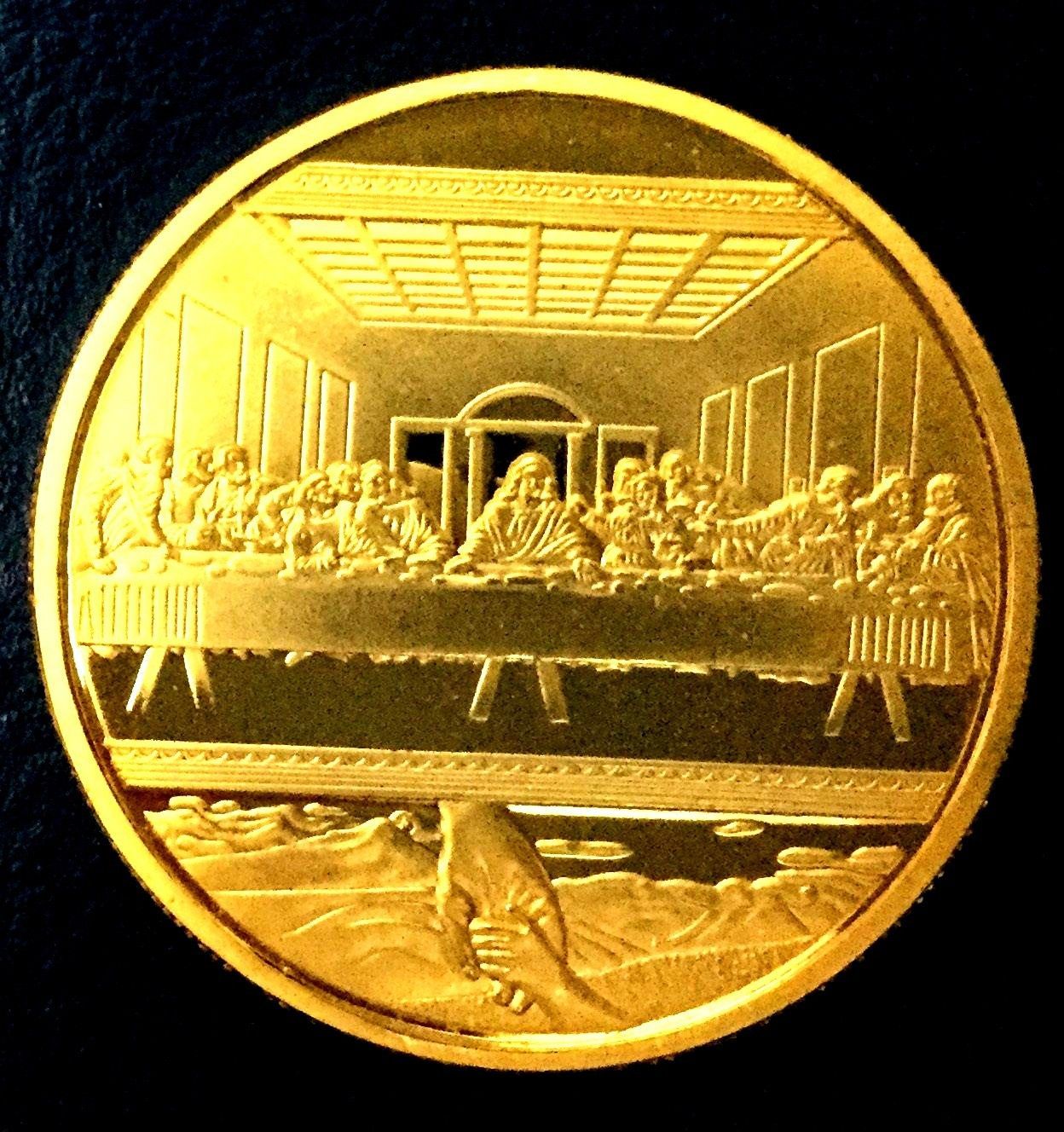 24K 1 OZ Clad RARE Last Supper Leonardo Da Vinci COINS Last Super GOLD