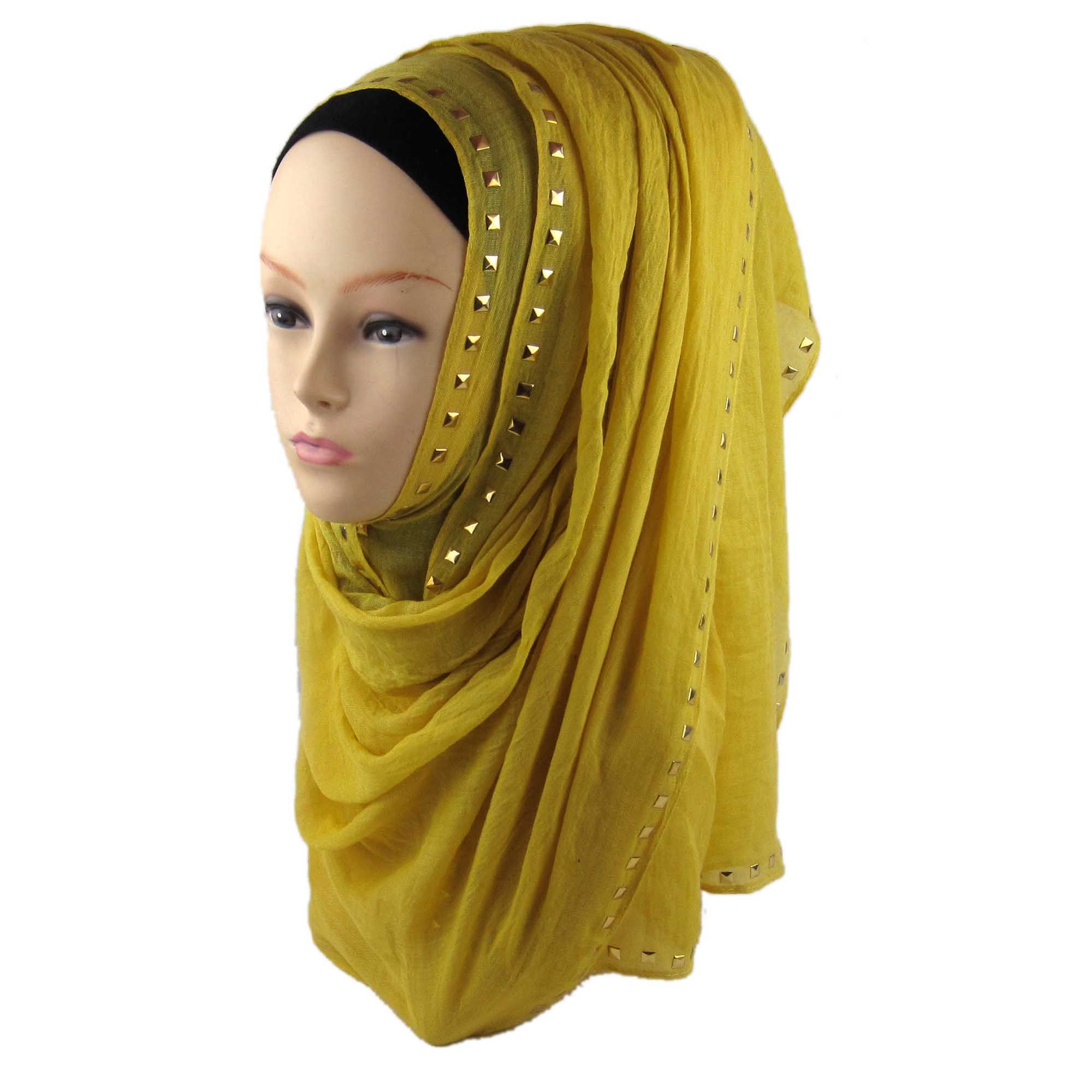 new design solid rivet sequin cotton hijab charming muslim scarf
