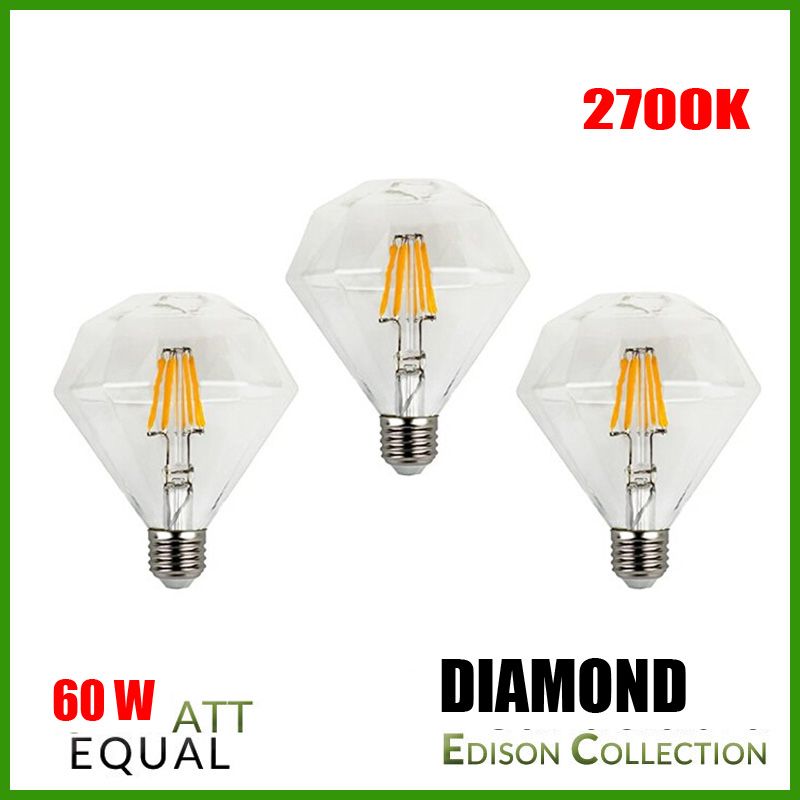 2700K CCT 6W E26 E27 Diamond Vintage Led Bulb 110v 220v Dimmable