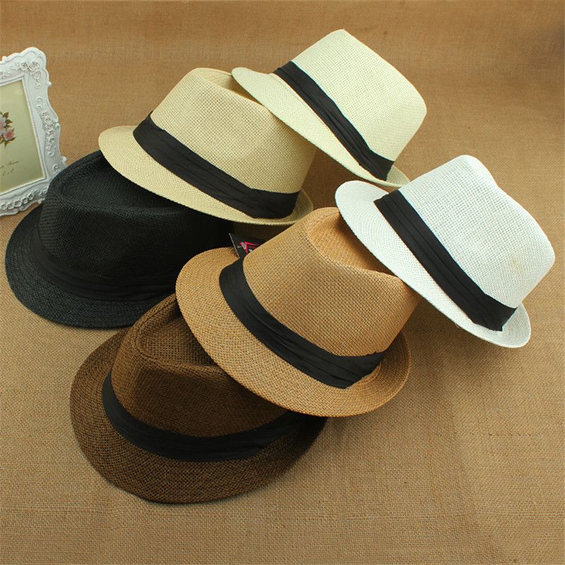 2019 Unisex Beach Fedoras Straw Hats Panama Jazz Hats Trilby Gangster