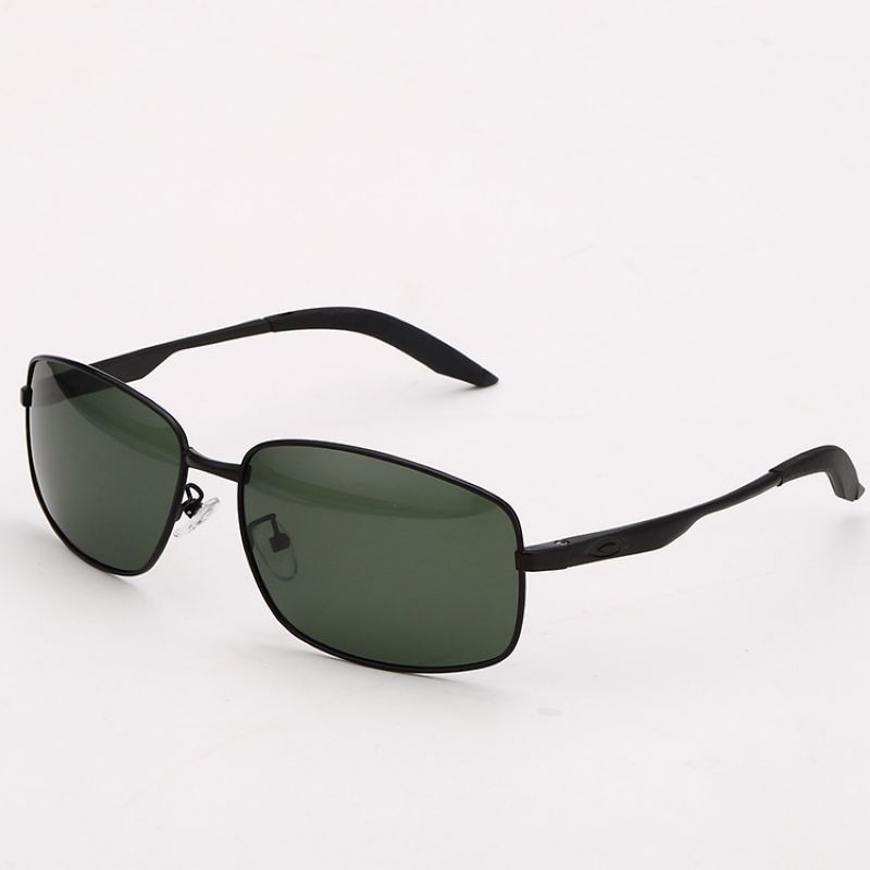 Polarised Green Lens Sunglasses For Men Rectangle Aluminum Alloy Frame