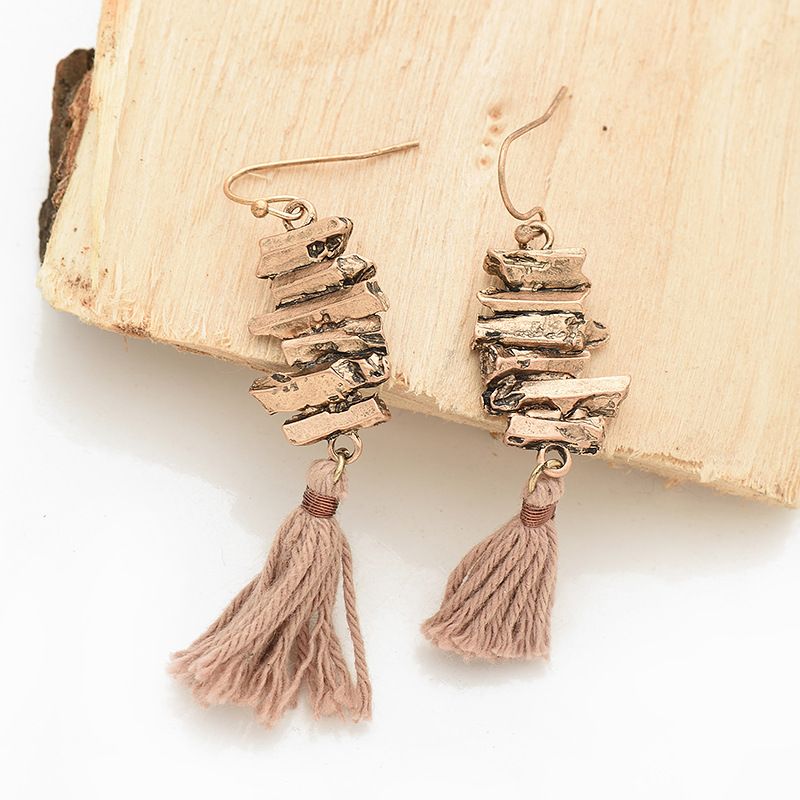 Moda Mujer Pendientes Bohemio Borla Algodón Vintage Gancho Pendientes Joyería