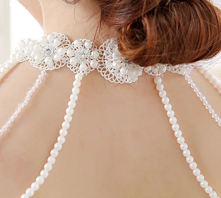 Bridal Body Chain Flower Body Jewelry Simulated Pearl Silver Rhinestone