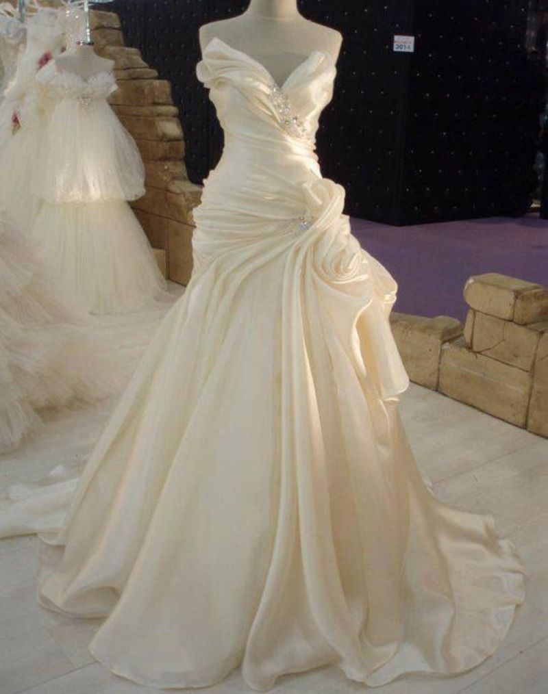 Discount Beige  Wedding  Dresses  2019 Bridal  Gowns  Real 